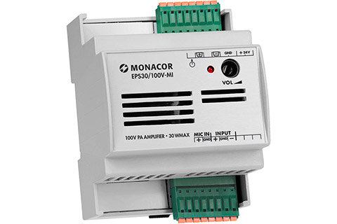 Monacor DIN rail PA amplifier 1x10W