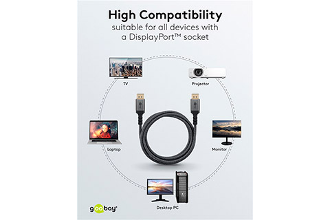 Goobay DisplayPort 2.1 cable 8k@ 144hz, 54 Gbit/s - Lifestyle