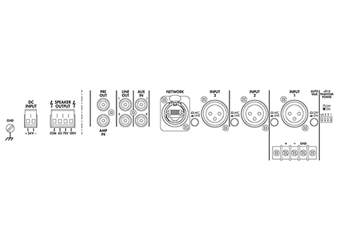 Monacor PA-900DT Dante compact mono amplifier - Back