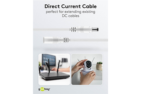 DC extensin cable, 5,5 x 2,5mm