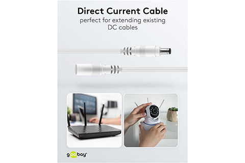 DC extension cable, 5,5 x 2,1mm