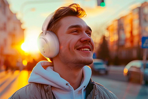 Mixx StreamQ D3 ANC Over-Ear Wireless Headphones - Sand - Lifestyle