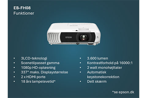 Epson EB-FH08, Full HD projector, 3LCD