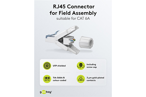 CAT 6A UTP Unshielded RJ45 Connector for Field Assembly