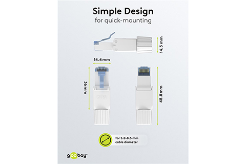 CAT 6A UTP Unshielded RJ45 Connector for Field Assembly
