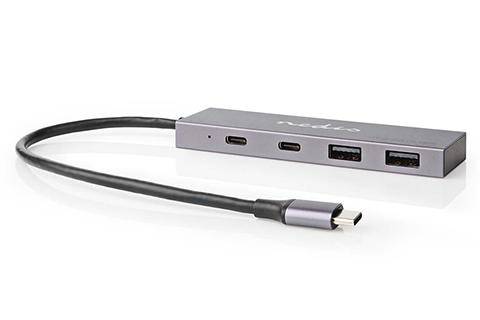 4-port USB- hub slim with cable, 2 x USB 3.2 type-A, 2 x USB 3.2 type-C