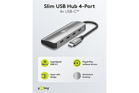4-port USB hub slim with cable - Lifestyle