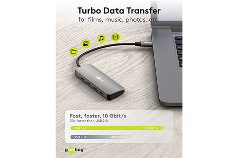 4-port USB hub slim with cable - Lifestyle