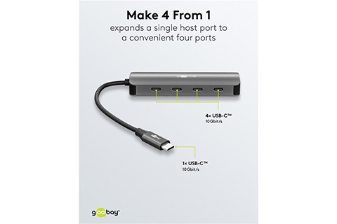 4-port USB hub slim with cable - Lifestyle
