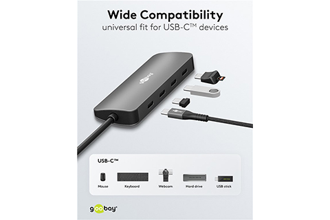4-port USB hub slim with cable - Lifestyle