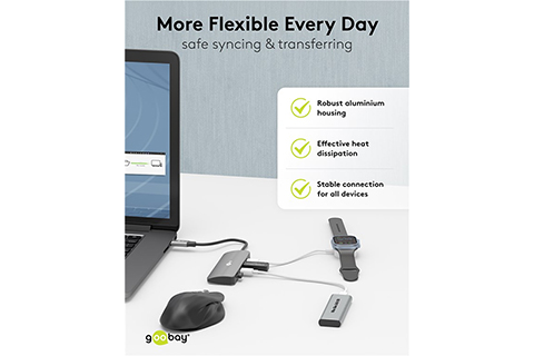 4-port USB hub slim with cable - Lifestyle