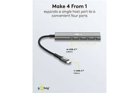 4-port USB hub slim with cable - Lifestyle