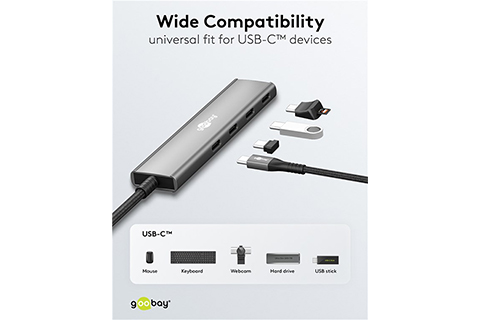4-port USB hub slim with cable - Lifestyle