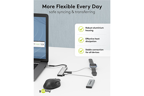 4-port USB hub slim with cable - Lifestyle