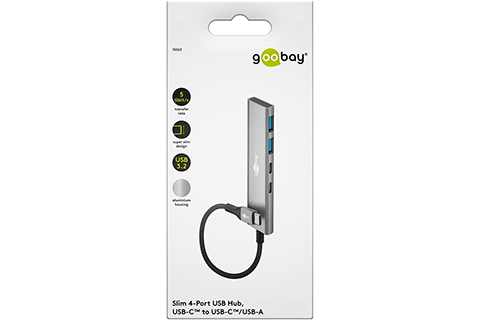 4-port USB hub slim with cable (2x USB-C, 2x USB-A, 5 Gbit/s) - Lifestyle