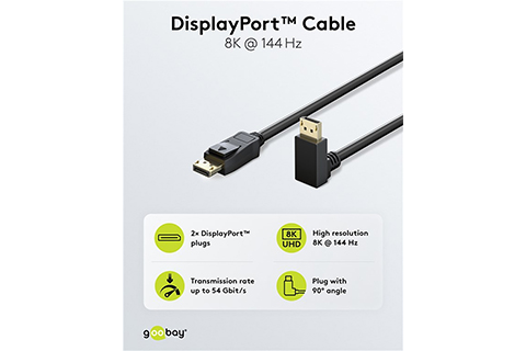 Angled DisplayPort 2.1 DP40 Cable (4K@144Hz / 8K@60Hz) - Lifestyle