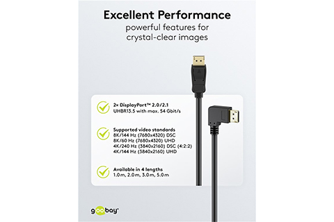 Angled DisplayPort 2.1 DP40 Cable (4K@144Hz / 8K@60Hz) - Lifestyle
