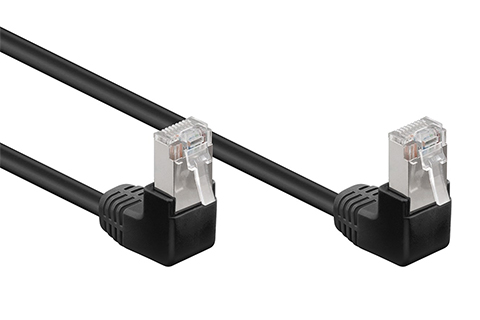 CAT 5e F/UTP Network Cable, 2x Angled 90° - Black