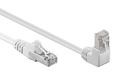 CAT 5e F/UTP network cable, 1x Angled 90° - White