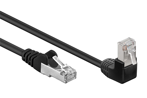 CAT 5e F/UTP network cable, 1x Angled 90° - Black