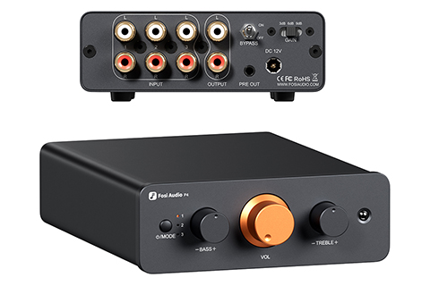 Fosi Audio P4 Pre Amplifier (3x RCA) - Back