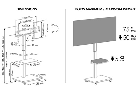 NorStone Vision Plus TV floor stand - Drawing