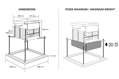 NorStone Vision Lift Projector Ceiling Lift System - Drawing