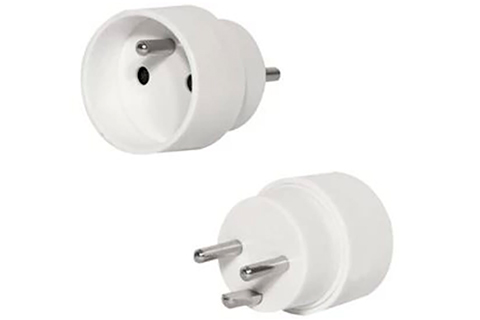 Danish ground plug to Schuko power adapter