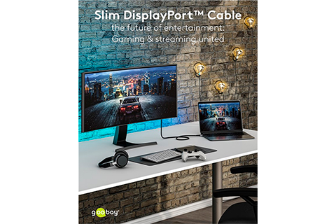 Slim DisplayPort 2.1 Cable 8K @ 120 Hz, 40 Gbit/s