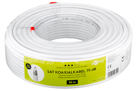 90 dB SAT Coaxial Cable, 2x Shielded, 6,5 mm - 50m