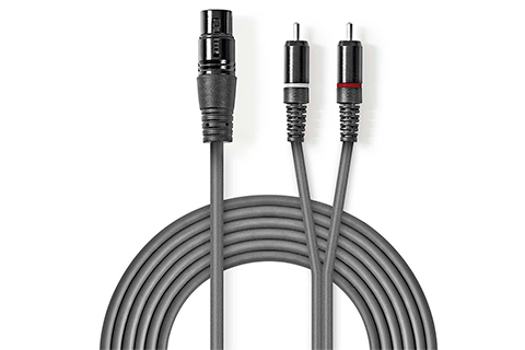 XLR to RCA stereo cable (XLR socket - RCA plug) (1x 3-Pin XLR, 2x RCA)