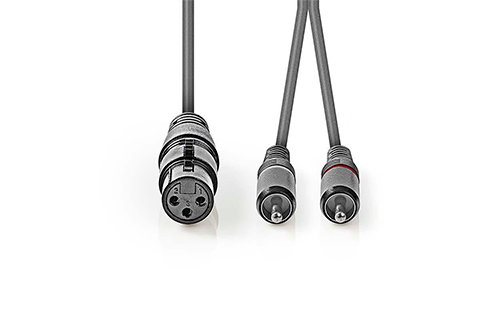 XLR to RCA stereo cable (XLR socket - RCA plug) (1x 3-Pin XLR, 2x RCA)