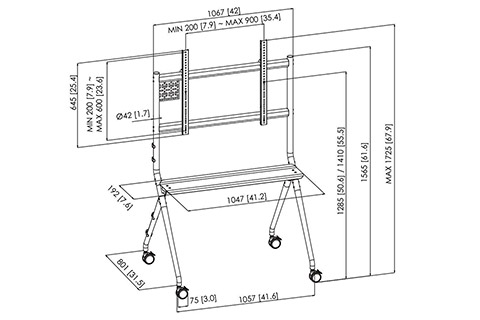 Vogels Essential T1011 B monitor movable trolley, VESA 900x600, (55-86
