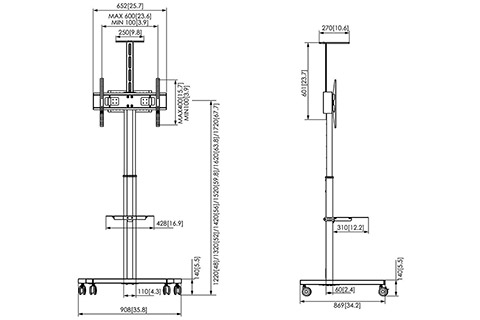 Vogels Essential T1031 B Motorized floorstand movable monitor trolley, VESA 600x400 (32