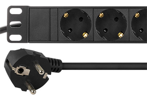 Power plug l 2m (9x CEE 7/3) - Black