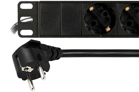 Power Plug l 2m (8x CEE 7/3) - Black