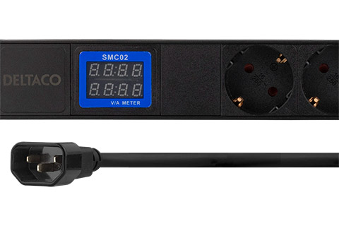 Power plug 7x CEE 7/3, Volt/Amp meter