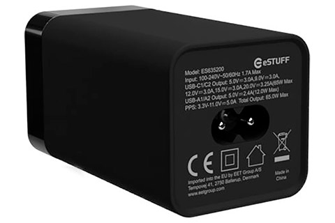 eSTUFF 4-port USB-A / USB-C Charger (2x USB-C, 2x USB-A) - Back