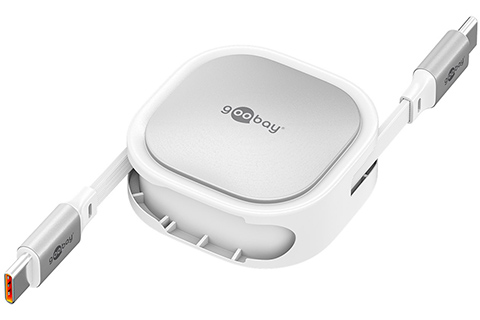 Self-Retracting USB-C Cable - White