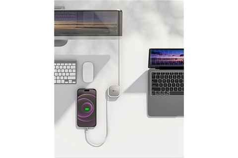 Self-Retracting USB-C Cable - White - Lifestyle