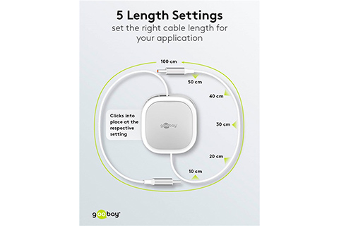 Self-Retracting USB-C Cable - White - Lifestyle