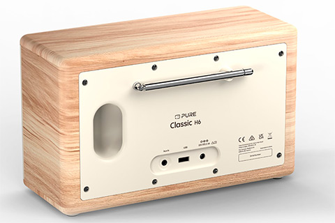 Pure Classic H6 FM/DAB+ Radio with Bluetooth - White Oak - Back