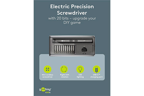 Electric Screwdriver with 20-Piece Precision Bit Set