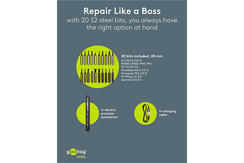 Electric Screwdriver with 20-Piece Precision Bit Set