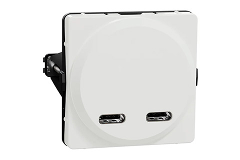 One Dual USB Charger Type C+C (21W / 2.3A) - White