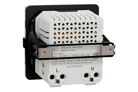 LK One Dual USB Charger Type C+C (21W / 2.3A) - White - Back