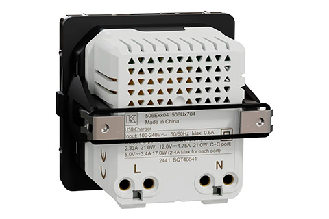 LK One Dual USB Charger Type C+C (21W / 2.3A) - Black - Back