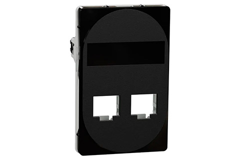One Actassi/Keystone Double Outlet RJ45, 1.5 Module - Black