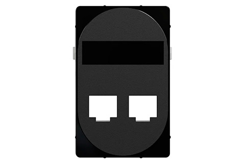 One Actassi/Keystone Double Outlet RJ45, 1.5 Module - Black