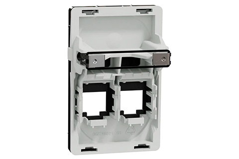 One Actassi/Keystone Double Outlet RJ45, 1.5 Module - Black